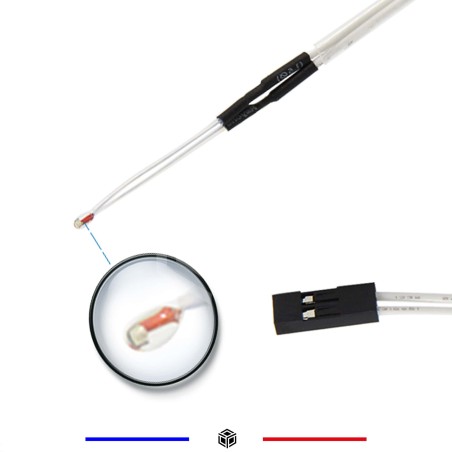 Thermistance Câble NTC 100k imprimante 3D avec connecteur Dupont femelle noir
